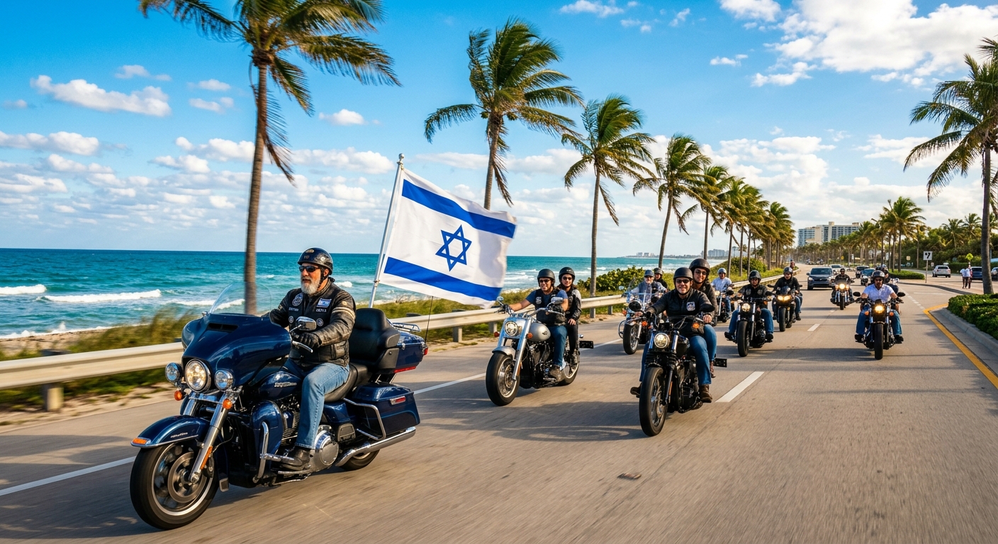 Am Israel Rides group riding through Florida